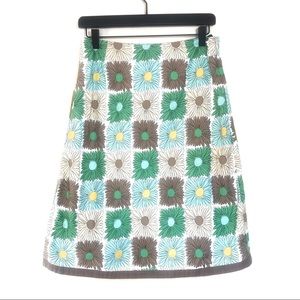 Boden Retro Daisy Print Cotton A-Line Skir